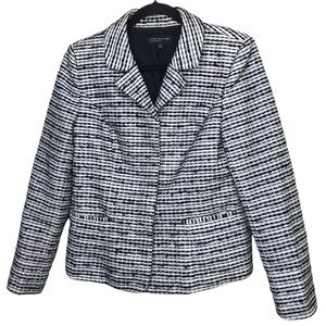 Jones New York Black White Blazer Coat